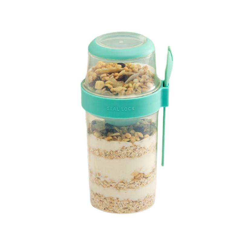 

1 шт., чашка для завтрака, фруктов, овсянки, йогурта, салата с крышкой и ложкой, двухслойная коробка для хранения еды, коробка для бенто, коническая чаша для фитнеса с пониженным содержанием жира