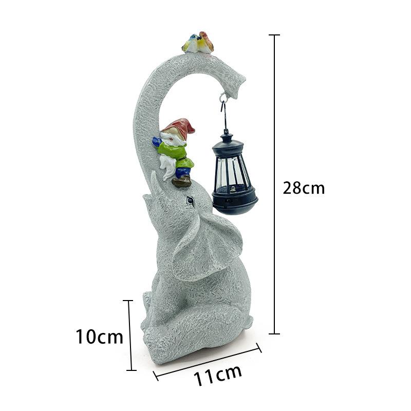 Balcony Landscaping Layout Imitation Stone Elephant Resin Atmosphere Lantern Decorations Courtyard Garden Decoration Solar Light