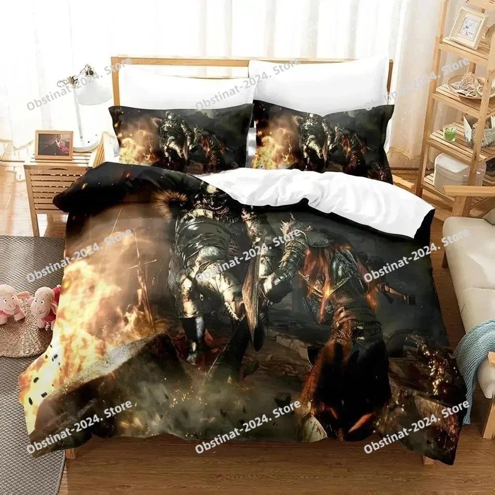 Dark Souls 3 Yatak Örtüsü Seti Tek Çift Tam Kraliçe King Boy Yatak Seti Yetişkin Çocuk Yatak Odası Nevresim Takımları 3D Baskı Anime Çarşaf Seti