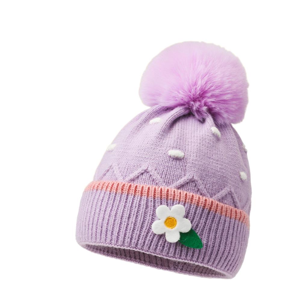 Solid Color Knitted Hats Woolen Balls Woolen Hats Cartoon Baby Hat  Unisex