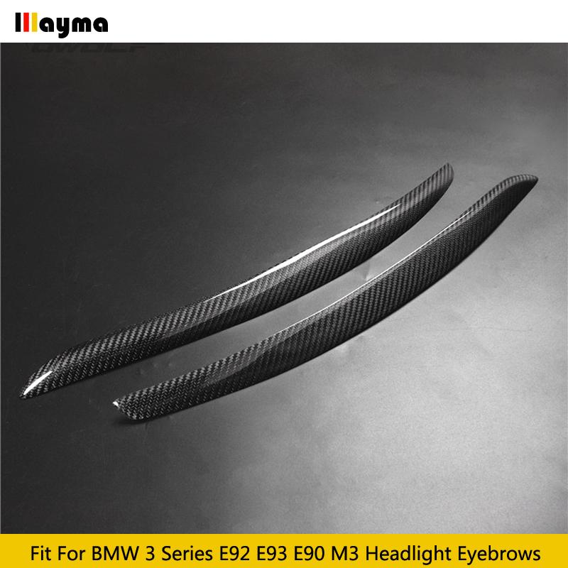 Carbon Fiber Car Headlight Eyebrows Lamp Eyelids For BMW 3 Series E92 E93 E90 M3 2007 - 2009 Fiber Glass Matt Black Primer 2pcs