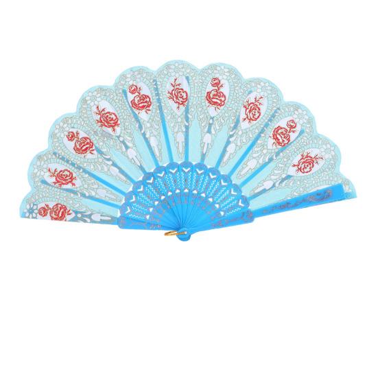 Vintage Flower Folding Fan Decorative Hand Held Fan with Plastic Ribs Portable Dance Wedding Party Fan Women Birthday Gift