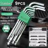 A Industrial S2 Alloy Steel 9-Piece Colored Torx Hex Key Set LA319103