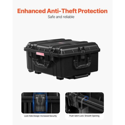 VEVOR 2.5 Cu.ft Weatherproof Hard Case, Waterproof Hard Case with Rolling Wheels and Retractable Pull Handle