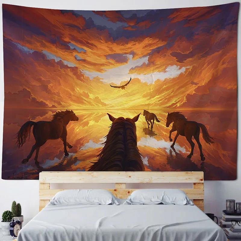 VIKAMA Mandala Tapestry 3D Horse Visual Illusion Large Geometric Wall Hanging Bohemian Hippie Home Art Decor for Bedroom