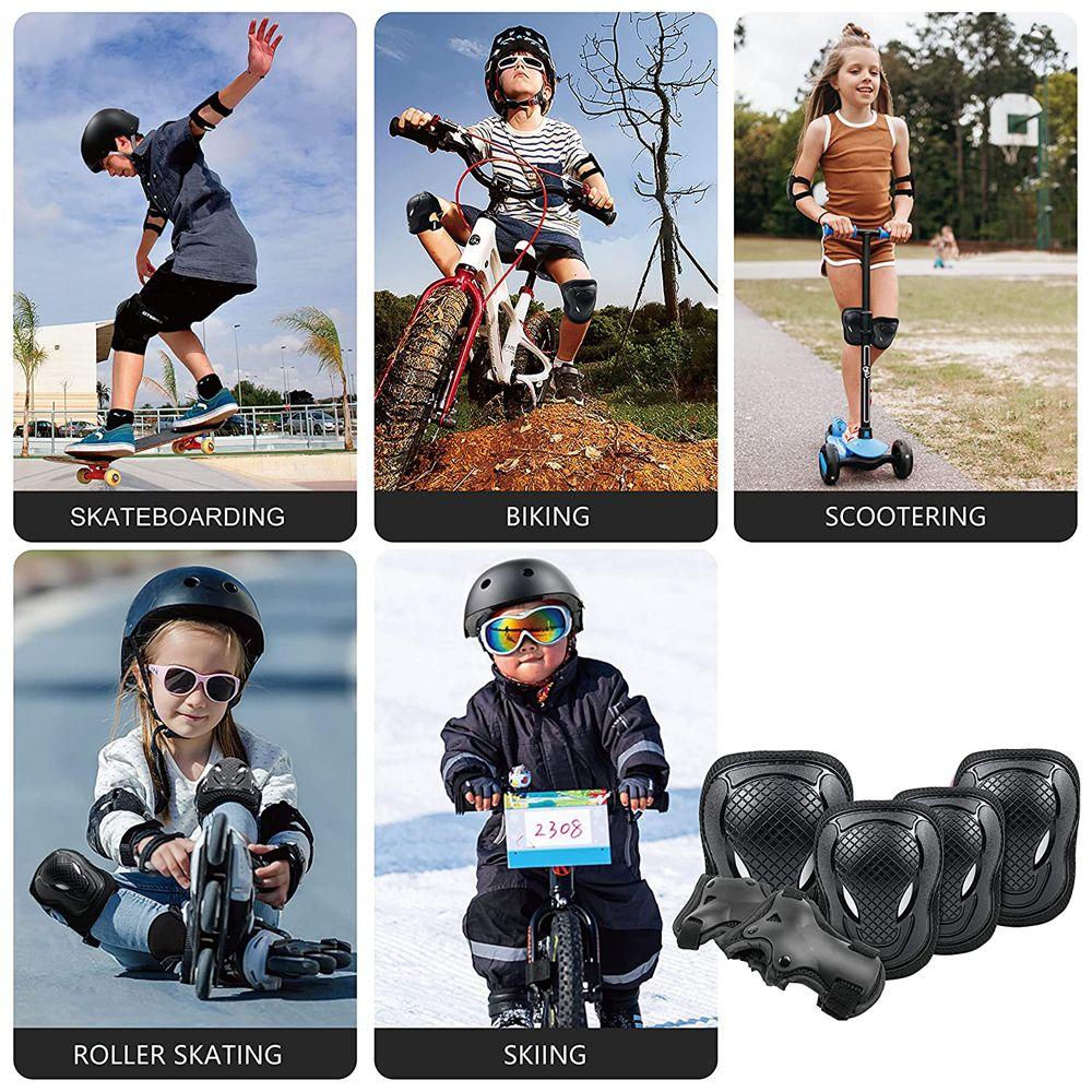 6-in-1 Schoner Set für Skaten, Skateboard, Handgelenk-, Ellbogen- und Knieschoner für Kinder, Set mit Schutzausrüstung