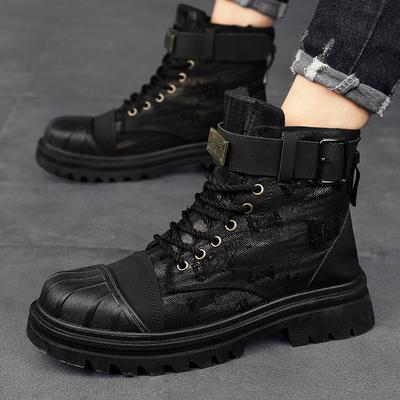 Fashion Hot New Martin Boots Men's English Style Motorcycle Black Boots Casual Work Boots High Top Lace Up Safety Shoes Men Desert Boots