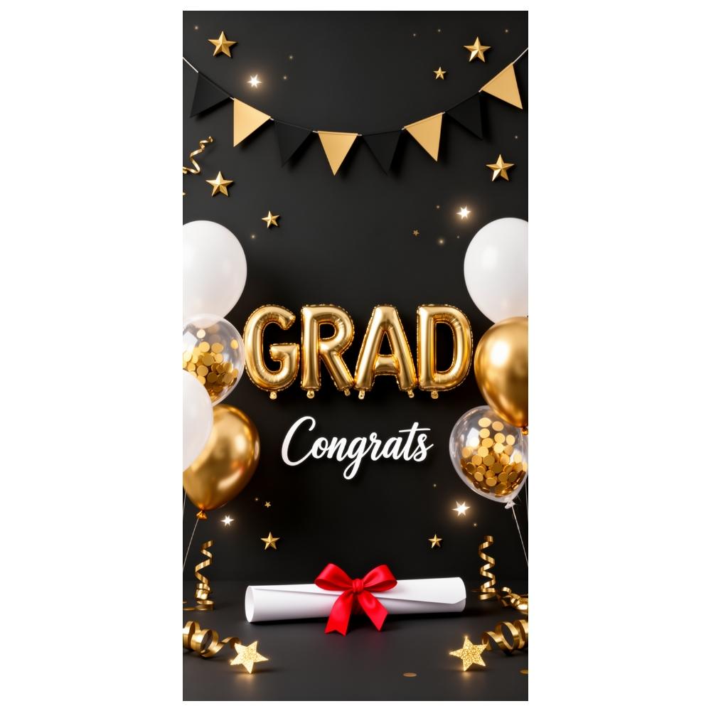 Grad Party Banner Golden Star Ornament Congrats Grad Banner Graduation Banner Graduation Themed Graduation Display