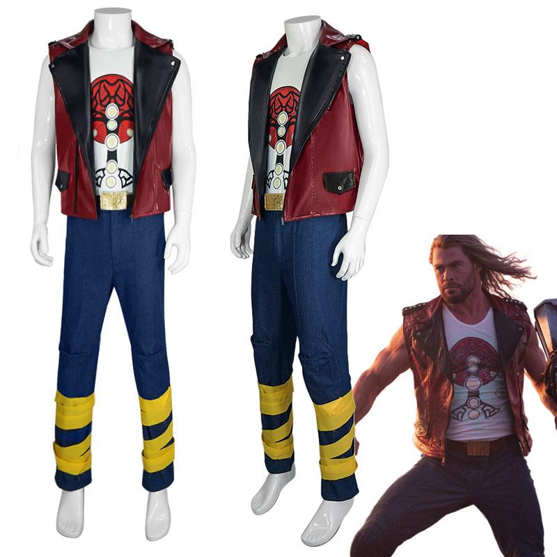 Thor Punk Vest Battle Cosplay Outfit, Thor Love and Thunder Movie Stage Costume