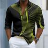 Men's Stripe Printed Long Sleeve Shirts Casual Cardigan New Button Holiday Fashion Shirts