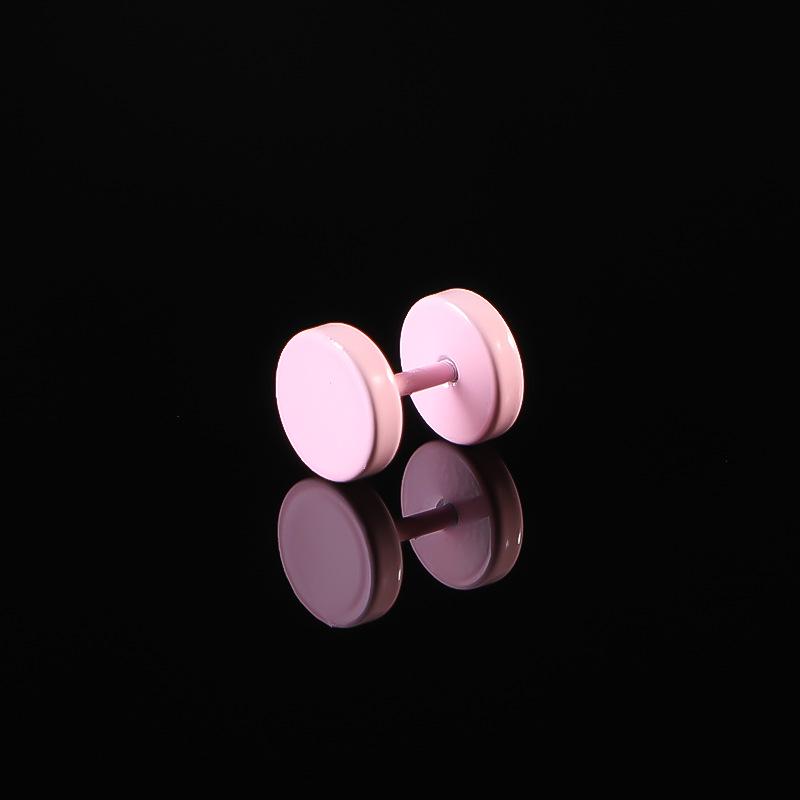Candy Color Stainless Steel Barbell Earrings: Round Disc Studs for Body Piercing
