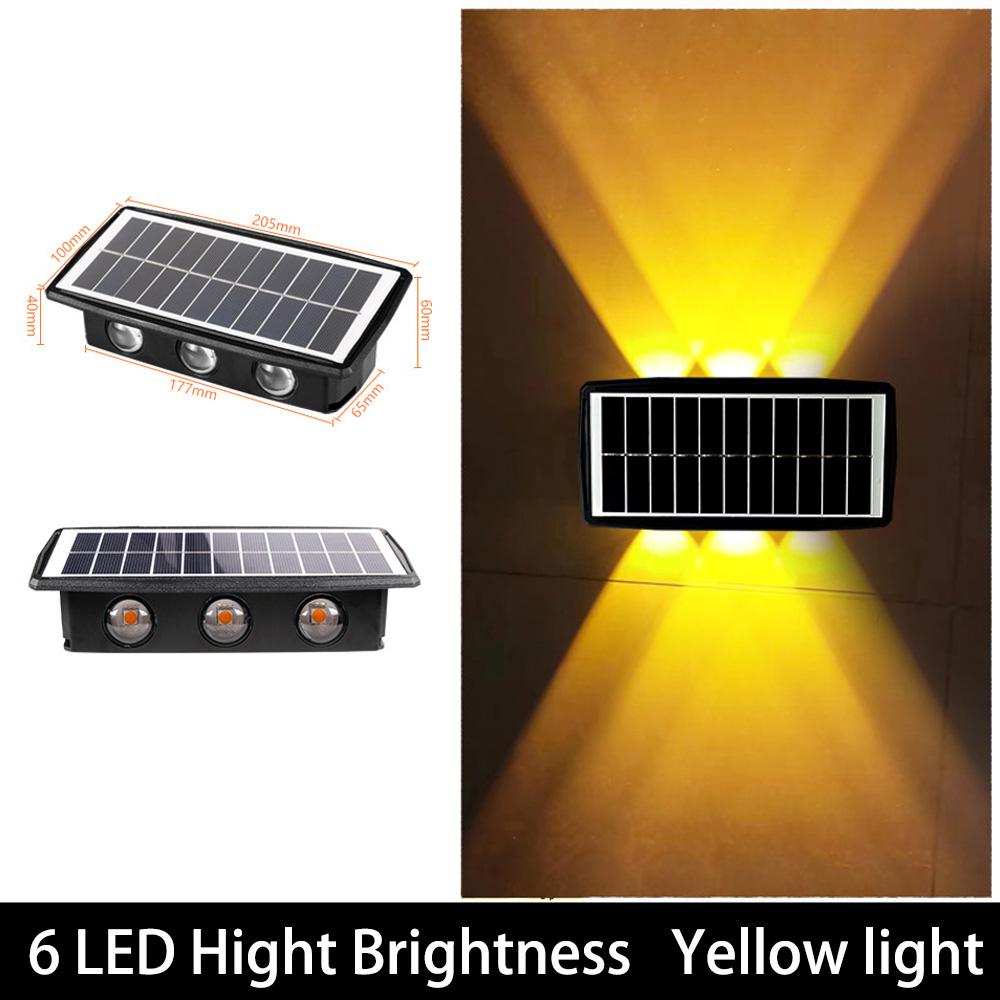 6LED Solar Wall Light Outdoor Garden Decoration Wall Lamp High Brightness Up And Down Luminous Lighting Outdoor Solar LED Lamp