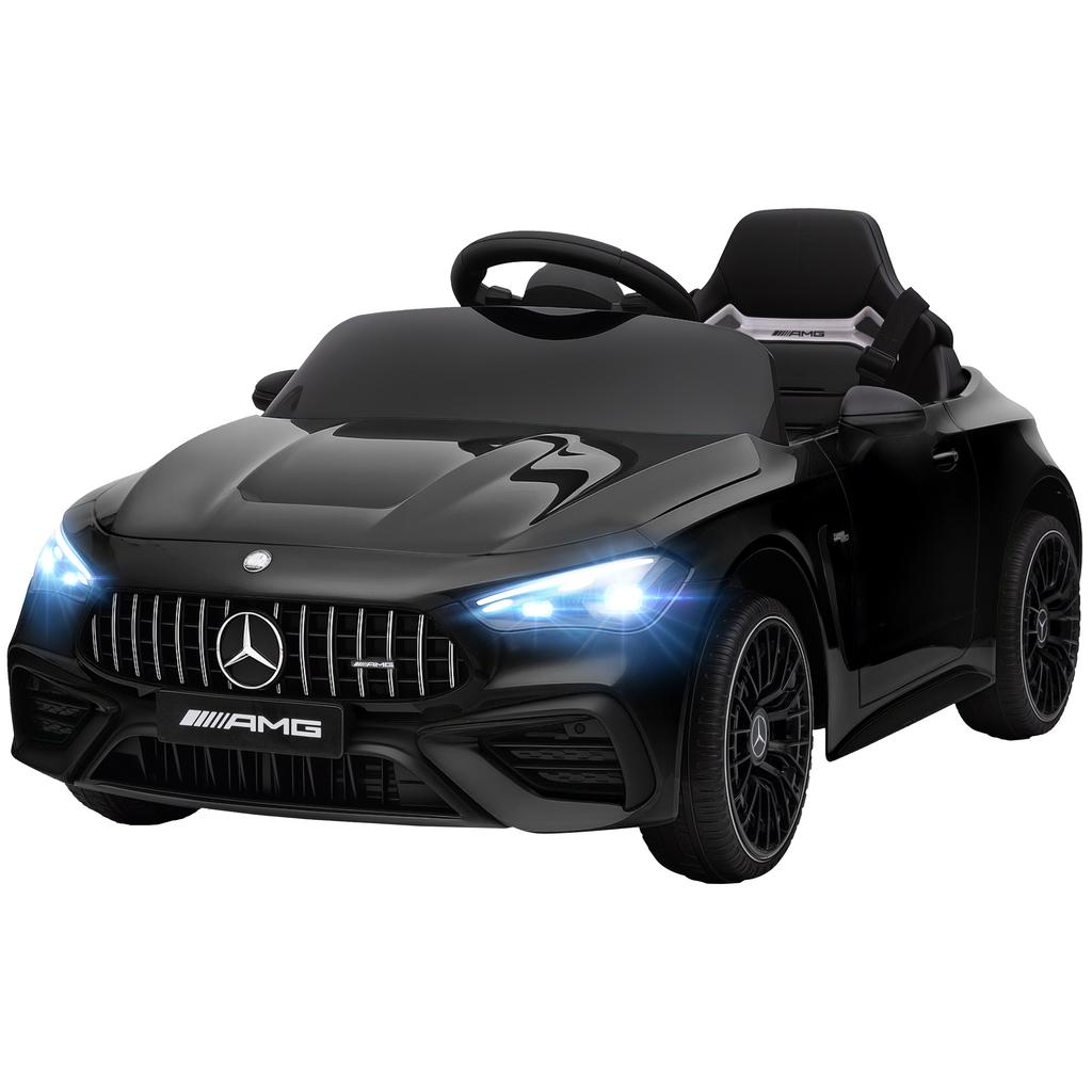 Kids Electric Car, Mercedes Design, 12V Motors, Remote Control, LED Lights, Music, for Children 3-6 Years, Black