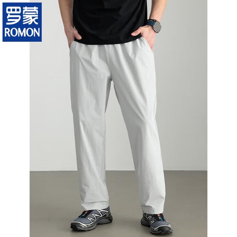 ROMON Men s Old Money Style Loose Straight Quick-Dry Casual Pants 4XL