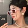 Tainai glasses retro tender pink oval premium sunglasses women's tide square face European and American spice girls sunglasses