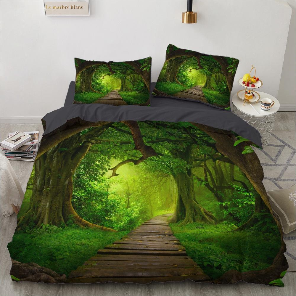 Lightweight 3D Natural Scenery Bedding Set with Landscape Printing Down Duvet Cover AU180 * 210 Full Size Bed Cover Luxury Single/Double Quilt Cover