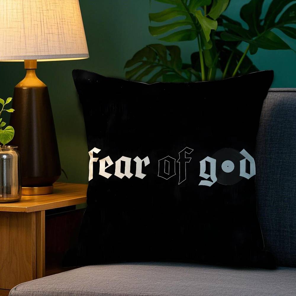 F-Fear Of God Pillow Case Anti-dustmite Pillowcase Invisible Zipper Silky Short Plush Sofa Cushion Cover