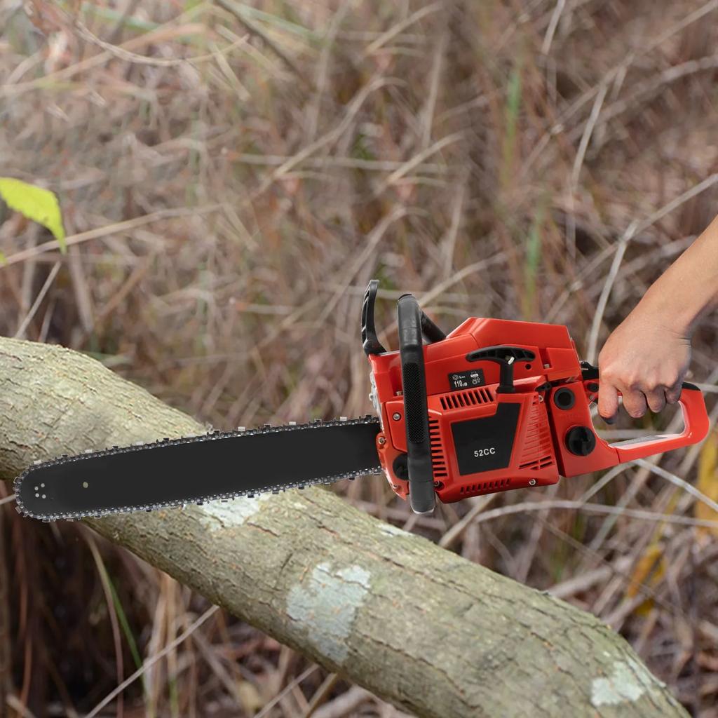 52cc Gasoline Chainsaw, 2.2Kw Powerful 2-Stroke Engine, 20 In Professional Wood Cutting Saw for Tree Felling, Limbing & Logging