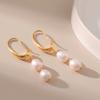 Simple Retro Long Pearl Drop Earrings 18k Gold Plated For Women