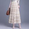 Elegant Spring 2026 Plaid Pleated A-line Skirt with Wide Hem