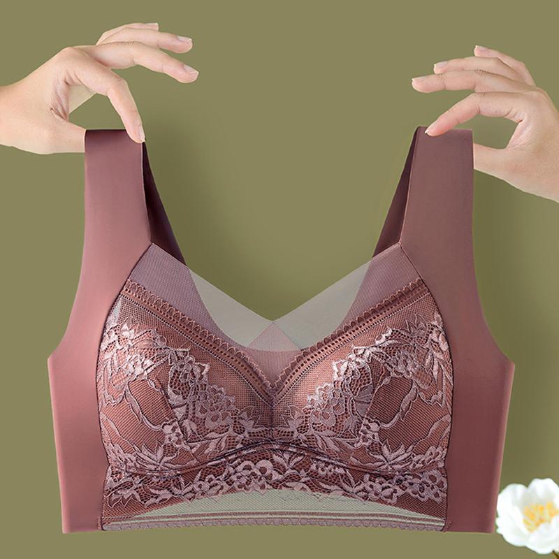 FallSweet Seamless Push Up Bra for Women Wireless Lace Bralette Plus Size Brassiere Comfort Underwear Lingerie