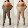 Women Thin Fleece Lined Tights Large Size Faux Translucent High Waist Pantyhose