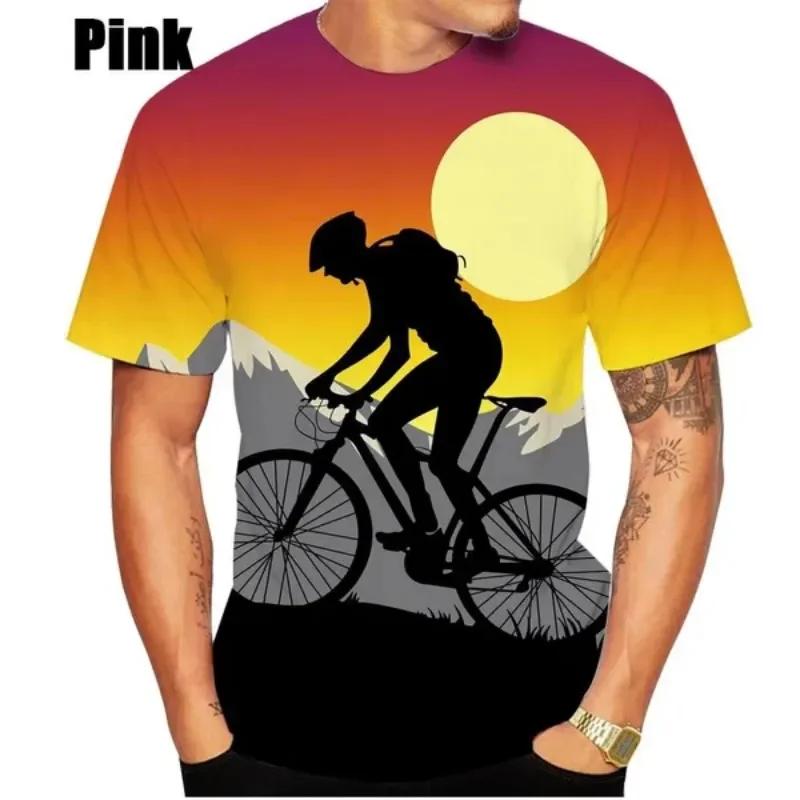 Y2K Top Rowerowy Męski/damski T-shirt Druk 3D Odzież męska Krótki rękaw Okrągły dekolt Męski T-shirt oversize Top Odzież