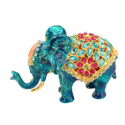 Emaille Elefant Schmuckschatulle Dekorative Schmuckaufbewahrung für Ringe Ohrringe Jadestein Tischdeko