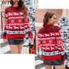 BITCED Small Snowflake Christmas Sweater Autumn/Winter Casual Couples' Outfit Christmas O-Neck Knit Top