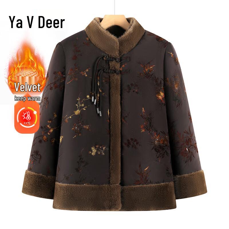

Yalu Women s Chinese Style Floral Print Winter Jacket XL