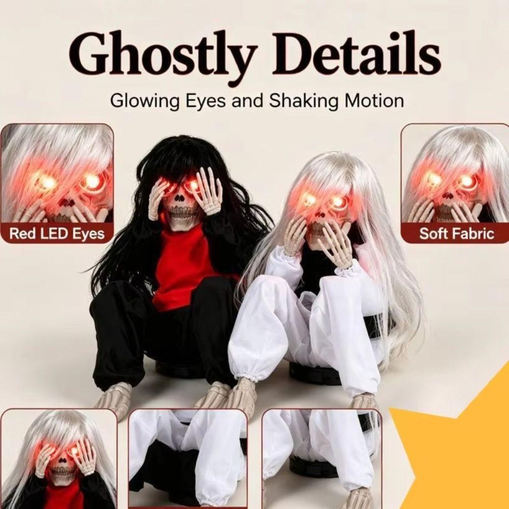 Eerie Sound Crying Skeleton Vibrating Motion Haunted House Decor Ghost Prop Bar Decoration