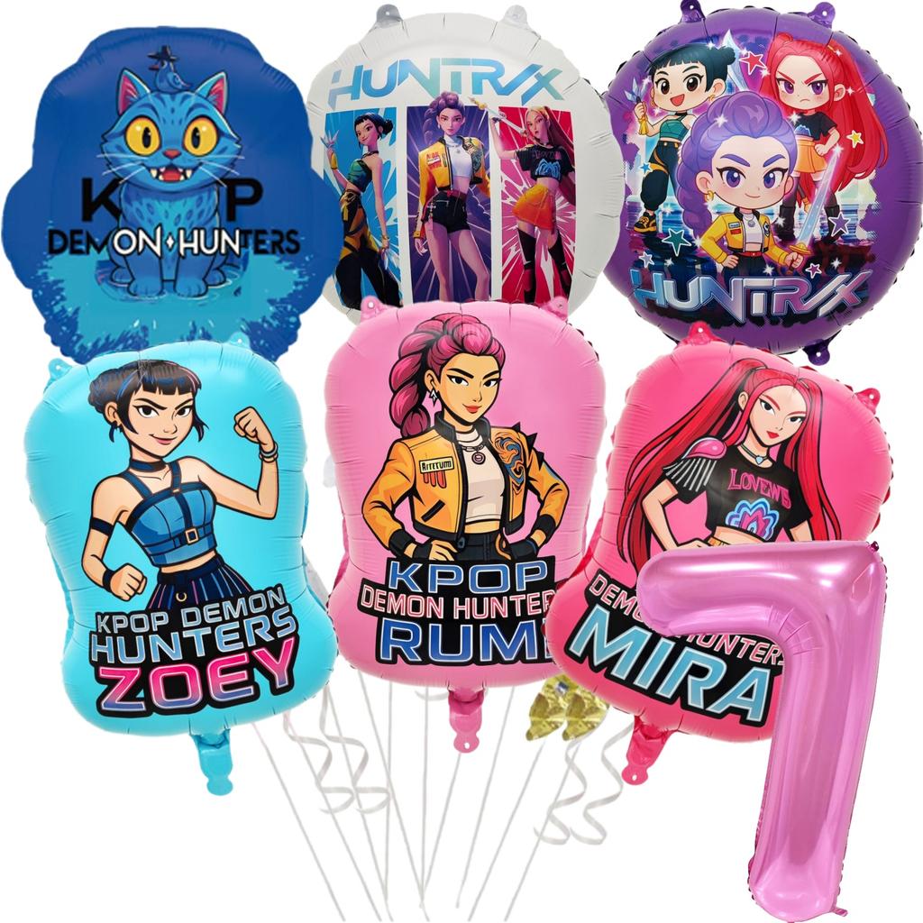 Balon Kpop Łowca Demonów Topper na Tort Dekoracja Urodzinowa k-pop Łowcy Demonów Naklejka Breloki Urodzinowe Upominki na Imprezę dla Dzieci