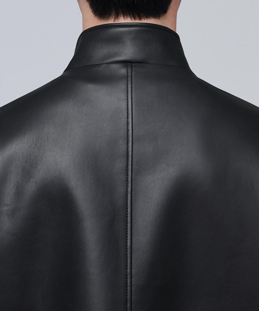 Musinsa Standard Synthetic Leather Oversized Crop Field Jacket [Black]