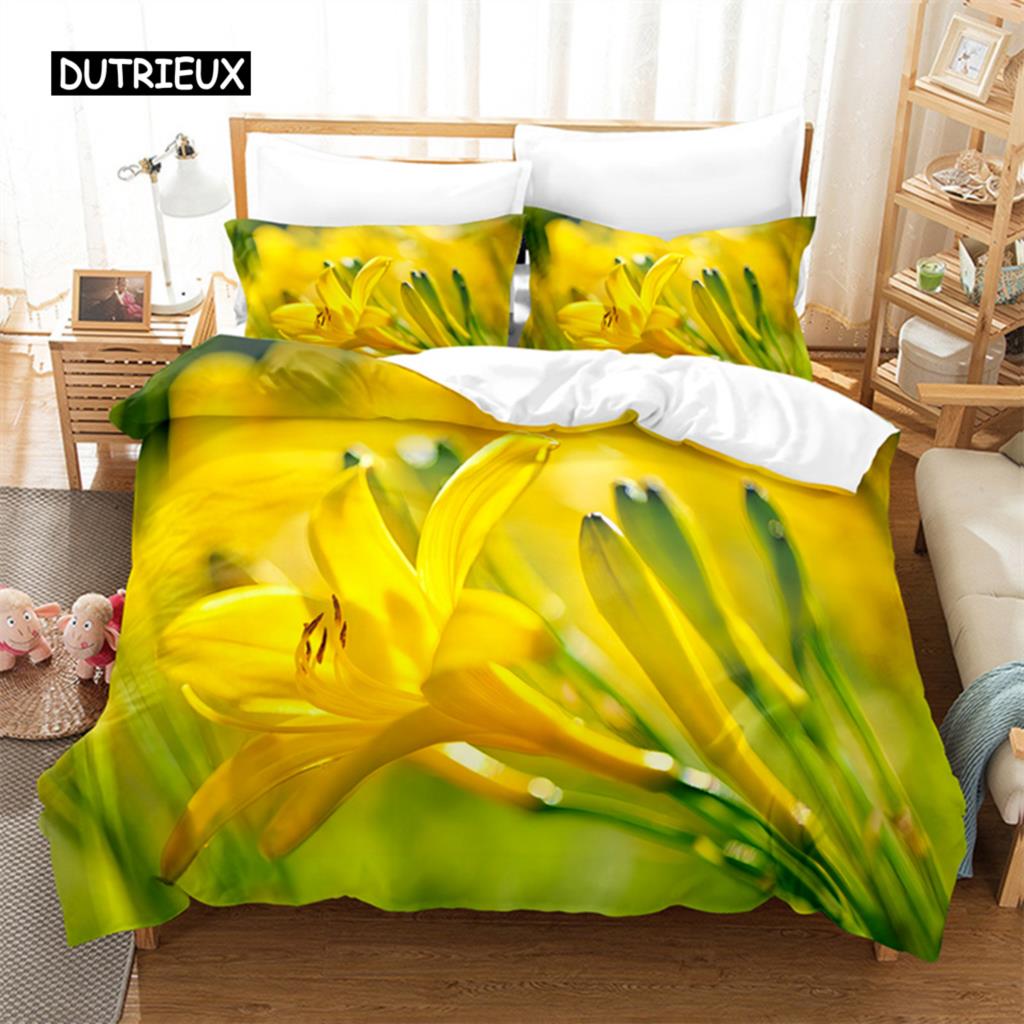 

Yellow Flowers Queen Bedding Sets Duvet Cover Set Bedding Digital Printing Bed Linen King Size Duvet Cover Set Bedding Set EU single(135x200cm)