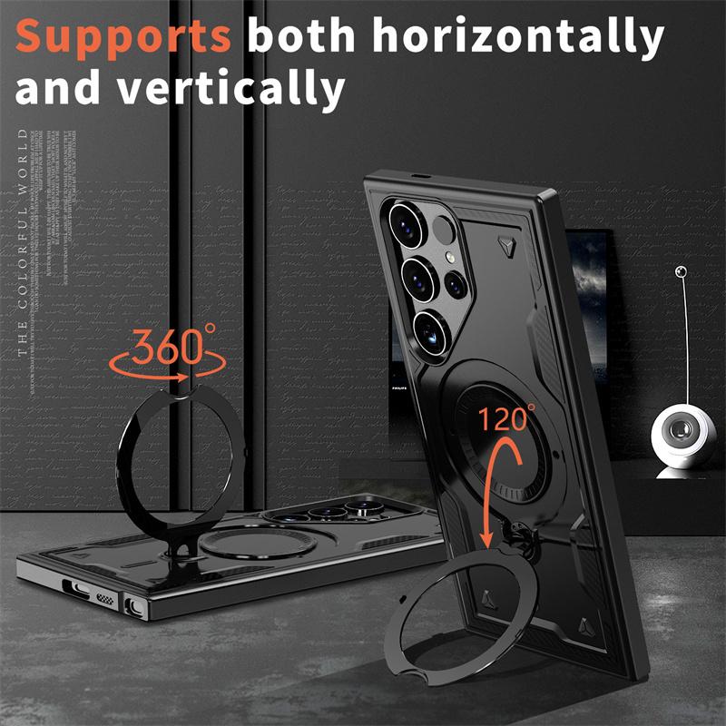 360° Magnetic Ring Kickstand Phone Case For Samsung S24 Ultra Military Grade Heavy Duty Protector Magsafing Cover For Galaxy S23 S22 Ultra A15 A35 A55
