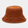 Female Warm Hats Solid Color Streetwear Warmer Folding Big Wide Visor Flat Hats New Plus Plush Corduroy Bucket Hats Accessories