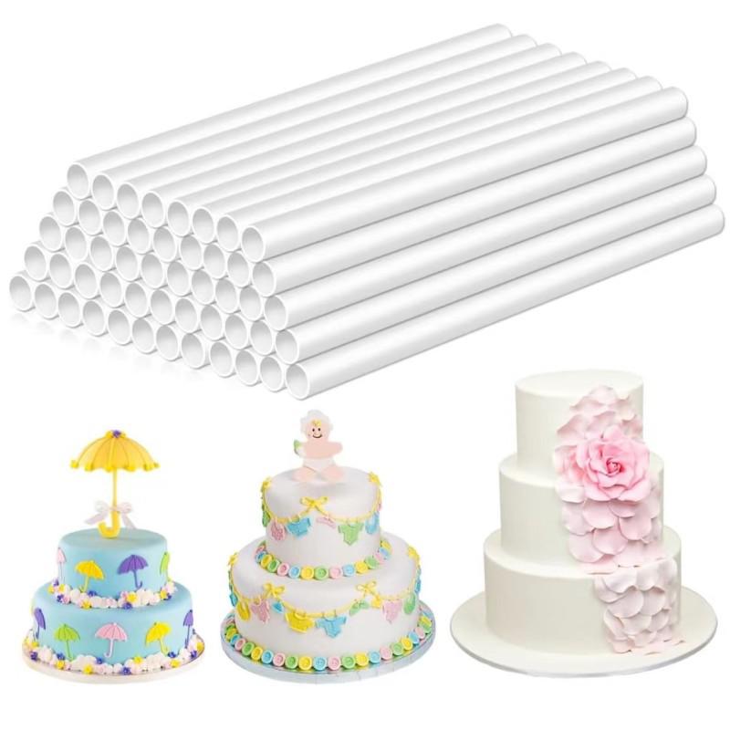 White Plastic Floating Cake Support Dowels for Layered Structures