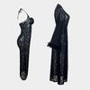 Women Long Sleeve Lace Sheer Lingerie with Halter Neck Dress Robe Set