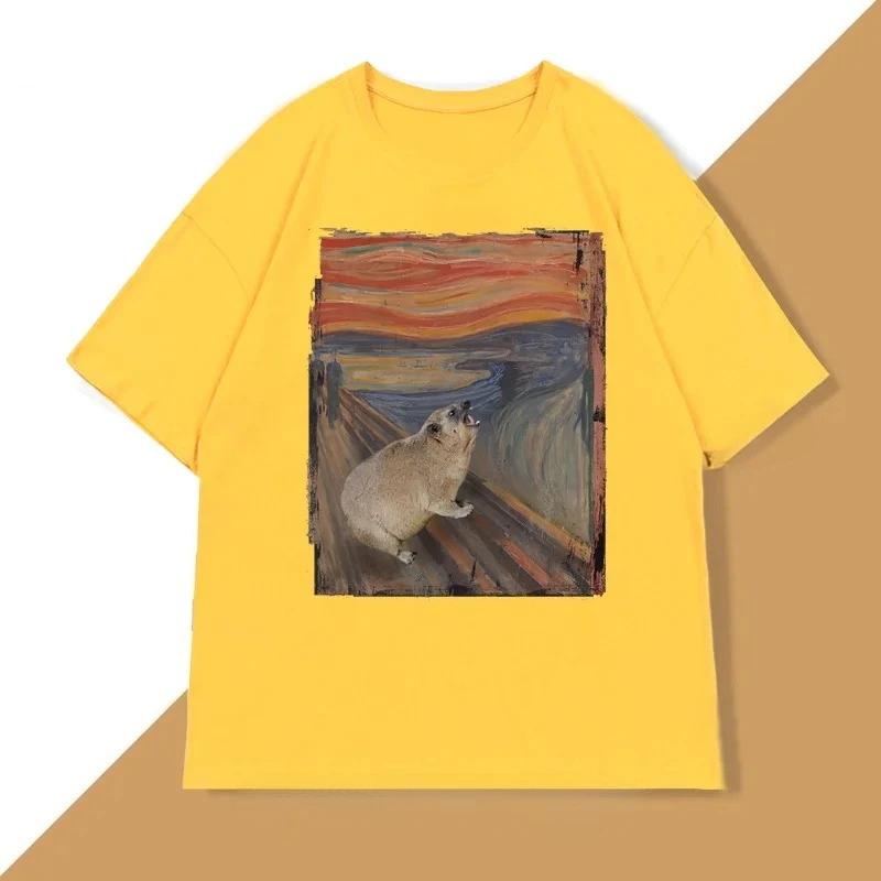 

Пародийная футболка «Крик дамана» Женская винтажная футболка с коротким рукавом и круглым вырезом Повседневная женская одежда Графические футболки S