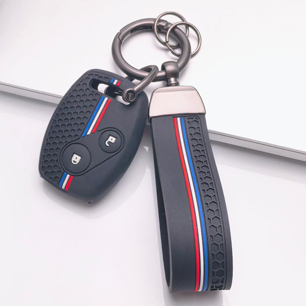 Key Fob Cover for Honda Accord Civic CR V City Jazz Fit Pilot with Keychain Anti-Scratch Surface Shockproof Structure Soft Grip Texture
