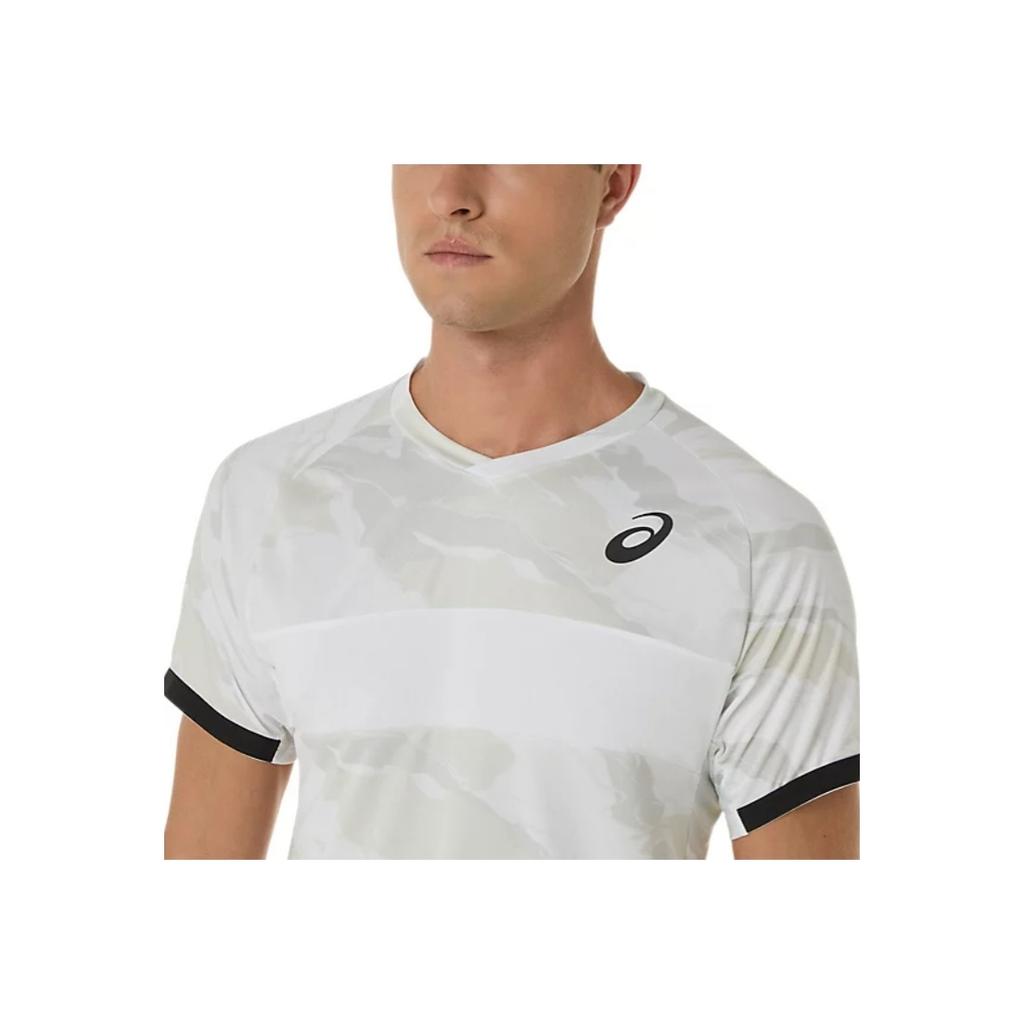 Asics Match Graphic Short Sleeve V-Neck Top Men Tops Gray 2041A245-100