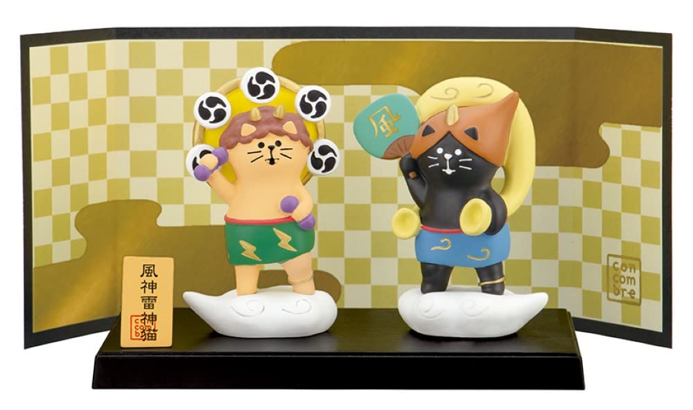 

Decor Corporation concombre Wind God and Thunder God Cat Folding Screen Set D7 H8 Size Approx. W21.5 ZCB-51421