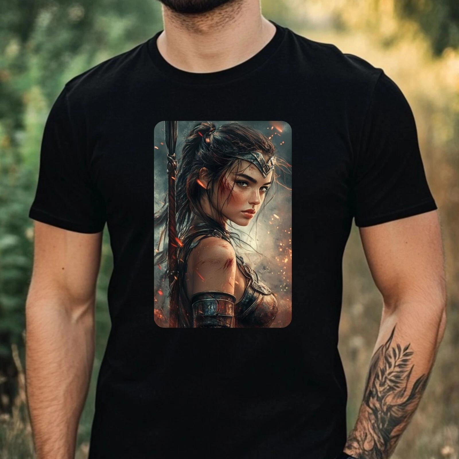 T-Shirt Herren Kriegerin Motiv Baumwolle Größe XS bis 5XL S