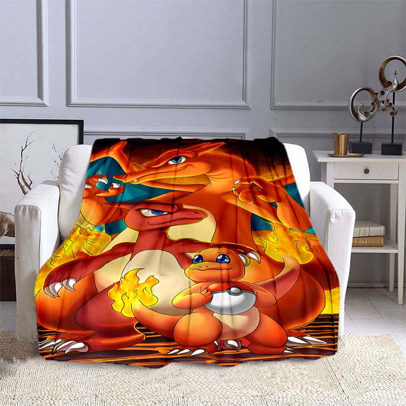 

Multiple Sizes Pokémon Charizard Pattern Blanket Warm Soft Fluffy Kids and Adult Sofa Bed Throw Blanket Travel Camping Picnic 75x90cm(30x35in)
