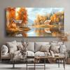 Autumn Lakeside Cabins Canvas Art Modern Abstract Painting Framelees High-Quality Print for Living Room, Bedroom, Office Decor