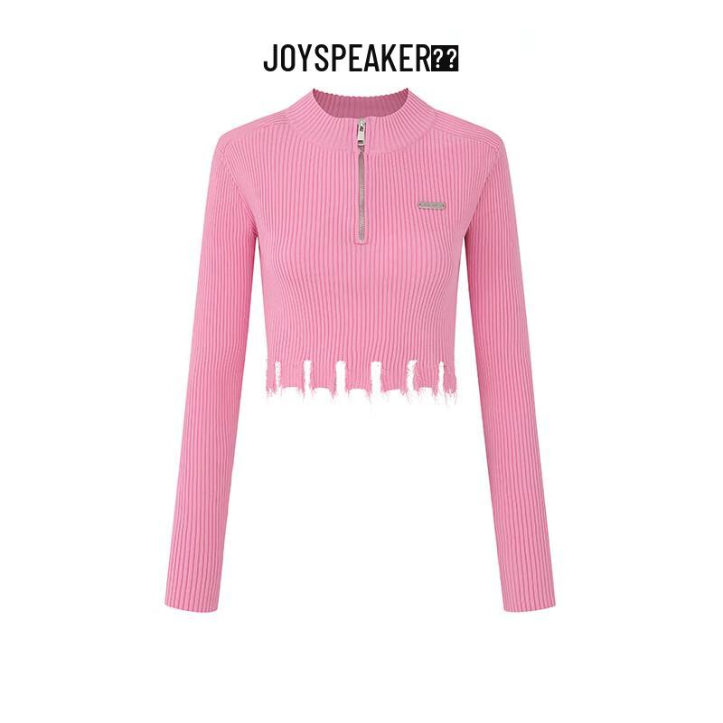 JOY SPEAKER Women's Half-High Collar Half-Zip Knitted Sweater