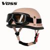 Vintage Leather WWII-style Black Riding Helmet, Unisex Open-face Half Helmet for German Motorcycles, Factory Direct Sales.