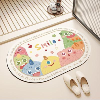 Diatom Mud Bathroom Door and Bathroom Floor Mat with Anti Slip and Anti Fall Properties, Super Absorbent Quick Drying Foot Pad
