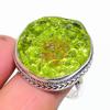 Moldavite Quartz Gemstone Handmade 925 Sterling Silver Jewelry Ring Size 10 SU-11450