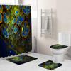 Creative Fashion Series Shower Curtain Floor Mat Combination Four-Piece Set Bathroom Toilet Carpet Shower Room Mat Foot Mat